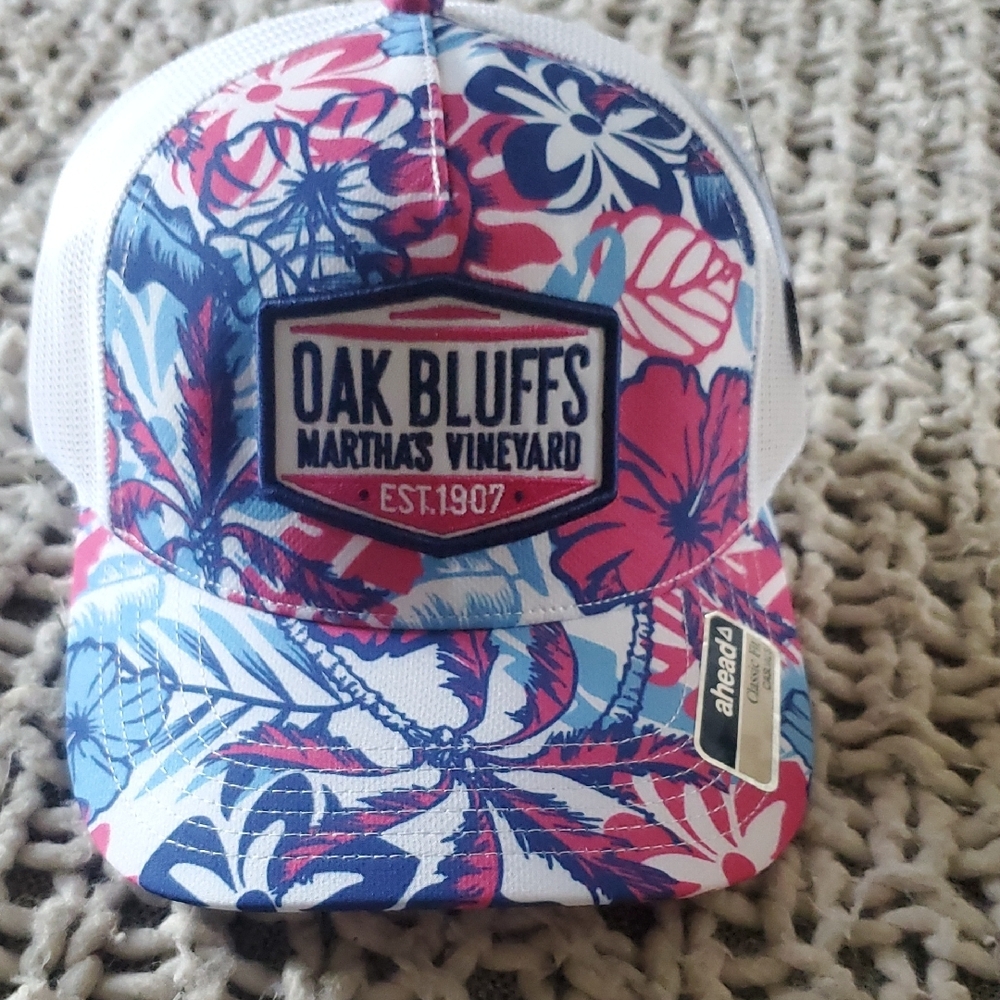 Martha's Vineyard Floral Cap - Blue and Pink